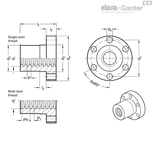 GN 103.1 Trapezoidal Lead Nuts | Elesa+Ganter